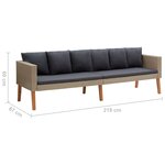 vidaXL Canapé de jardin à 3 places avec coussins Résine tressée Beige