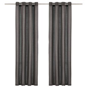 vidaXL Rideaux avec anneaux en métal 2 Pièces Coton 140x245 cm Anthracite