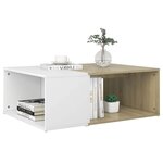 vidaXL Table basse Blanc et chêne sonoma 90x67x33 cm Aggloméré