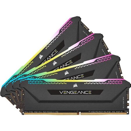 CORSAIR Mémoire PC DDR4 - VENGEANCE RGB PRO SL - 128Go (4x32Go) - 3200Mhz - CAS 16 (CMH128GX4M4E3200C16)