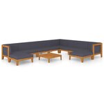 vidaXL Salon de jardin 11 Pièces avec coussins Bois d'acacia solide