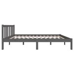 vidaXL Cadre de lit Gris Bois massif 120x190 cm Petit double