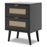Finori Table de chevet Vienna 61A Noir et impression de rotin