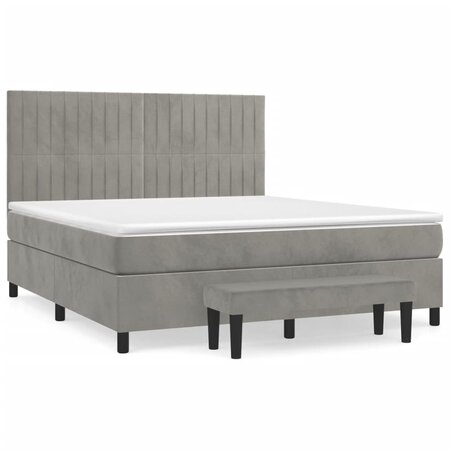 vidaXL Lit à sommier tapissier et matelas Gris clair 160x200cm Velours