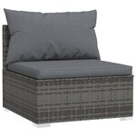 vidaXL Salon de jardin 8 Pièces avec coussins Gris Résine tressée