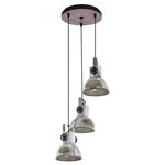 Eglo lampe suspendue barnstaple 3 lampes patine marron et noir