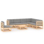 vidaXL Salon de jardin 8 Pièces avec coussins Bois de pin massif
