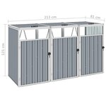 vidaXL Abri de poubelle triple Gris 213x81x121 cm Acier