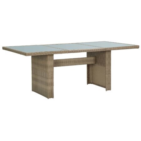vidaXL Table à dîner Marron 200x100x74 cm Verre et résine tressée