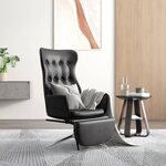 vidaXL Chaise de relaxation avec repose-pied Noir brillant Similicuir