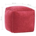 vidaXL Pouf Velours de coton 40 x 40 x 40 cm Rouge