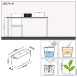 LECHUZA Jardinière DELTA 10 ALL-IN-ONE Charbon métallique