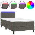 vidaXL Sommier tapissier et matelas et LED Gris foncé 80x200cm Velours