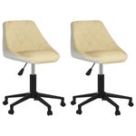 vidaXL Chaises à manger pivotantes lot de 2 crème et blanc similicuir