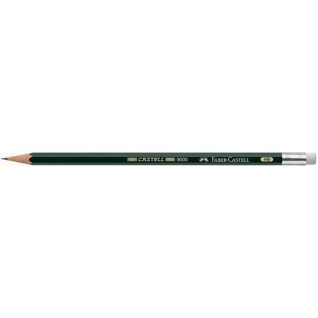 Crayon à papier 9000 héxagonal mine 2 mm b bout gomme x 12 faber-castell