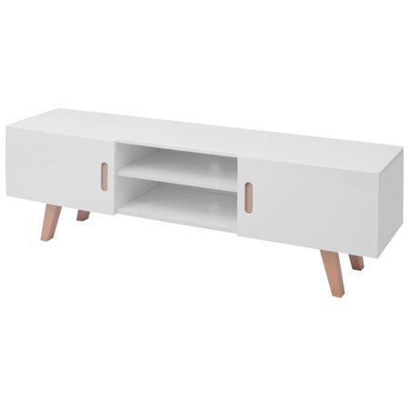 vidaXL Meuble TV MDF 150x35x48 5 cm Blanc brillant