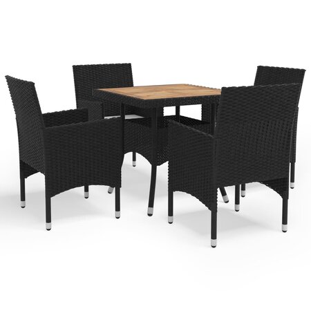 vidaXL Ensemble à dîner de jardin 5 Pièces Noir Résine tressée et acacia