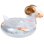Bouée gonflable ronde xxl pour piscine & plage ultra confort  flotteur deluxe - mouton a paillettes ø115cm