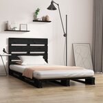 vidaXL Cadre de lit Noir 100x200 cm Bois de pin massif