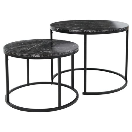 H&S Collection Ensemble de tables d'appoint 2 Pièces noir