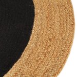vidaXL Tapis tressé Noir et naturel 150 cm Jute et coton Rond