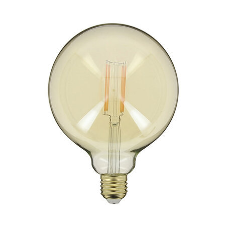 Ampoule led globe (g125) / vintage au verre ambré  culot e27  3 8w cons. (30w eq.)  350 lumens  lumière blanc chaud