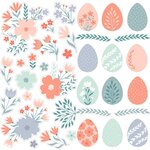 Lot stickers 3D oeufs / fleurs