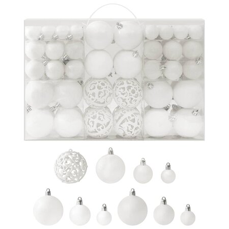 vidaXL Ensemble de boules de Noël 100 Pièces Blanc