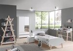 KIDDY Lit simple en bois laqué et brut et sommier 90x200cm Blanc