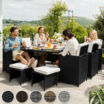 Tectake Salon de jardin MALAGA 10 places avec housse de protection - gris