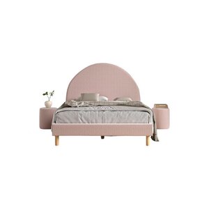 Lit Moon 140x200cm Rose avec pouf