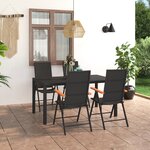vidaXL Ensemble de salle à manger de jardin 5 Pièces Noir et marron
