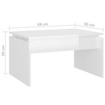 vidaXL Table basse Blanc brillant 68x50x38 cm Aggloméré