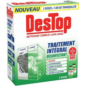 Lot de 2 flacons de 250 ml Nettoyant complet lave-linge traitement intégral DESTOP