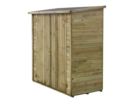Abri jardin bois adossable "Lipki " - 1.79 x 0.90 x 1.76/1.86 m  - 1.62 m² - 12 mm - Avec plancher