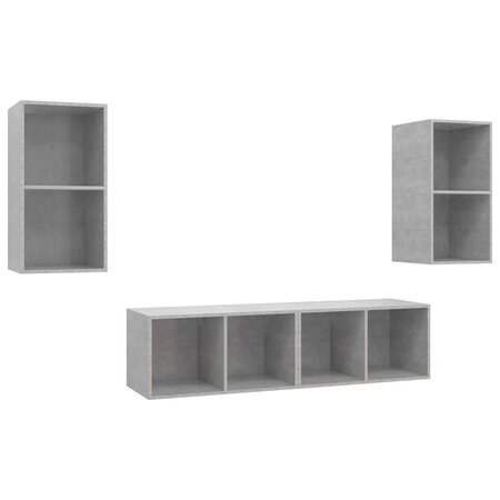 vidaXL Meubles TV muraux 4 Pièces Gris béton Aggloméré