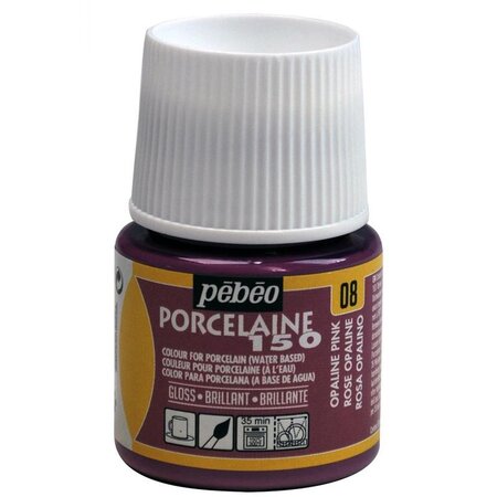 Peinture à l'eau brillante pour porcelaine - Rose opalin - 45 ml