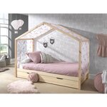 Dallas Lit ZH 90X200cm Naturel + Tente textile Papillon + lit gigogne