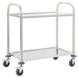 vidaXL Chariot de cuisine à 2 niveaux 95x45x83 5 cm Acier inoxydable
