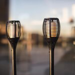 LUMI JARDIN Lot de 2 mini torches solaires Maity Sun - Effet flamme - LED - H 70 cm - Blanc chaud