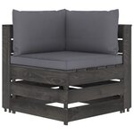 vidaXL Salon de jardin 5 Pièces avec coussins Bois imprégné de gris