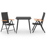 vidaXL Ensemble de salle à manger de jardin 3 Pièces Noir et marron