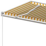vidaXL Auvent rétractable automatique et poteaux 3x2 5m Jaune et blanc