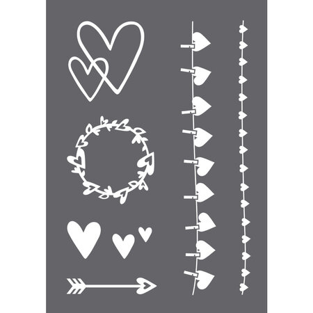 Pochoir de sérigraphie Coeur A4  1 pochoir+1 spatule