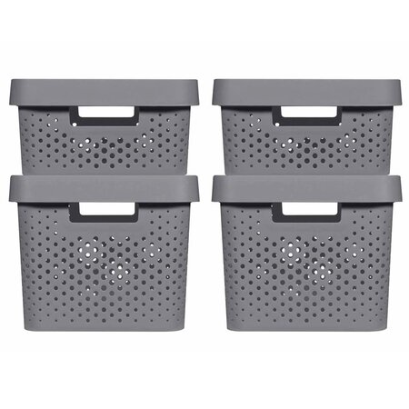 Curver boîtes de rangement 4 pièces avec couvercle 11l+17l anthracite