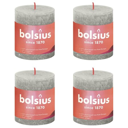 Bolsius Bougies pilier rustiques Shine 4 Pièces 80x68 mm Gris sableux