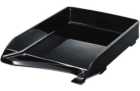 Elegant corbeille à courrier en polystyrène 100  recyclable noir lisse leitz