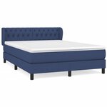 vidaXL Lit à sommier tapissier avec matelas Bleu 140x200 cm Tissu