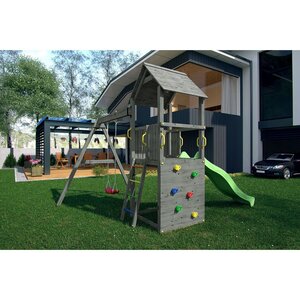 Plateforme de jeux en bois carol tour + toboggan + balançoire