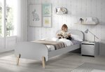 KIDDY Lit simple en bois laqué et brut et sommier 90x200cm Gris cool